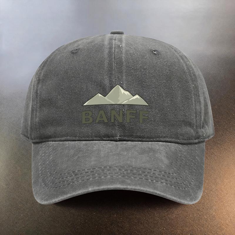 A Banff Mountainscape Printed Washed Hat a Sunshading Baseball Cap for Daily Outings a Musthave Fashionable Couples Hat a