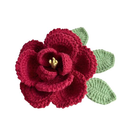 Ручная вязка крючком Цветок пиона Вязаный хлопковый букет пионов с листьями и длинным стеблем для свадебного домашнего декора Подарки на день рождения и годовщину