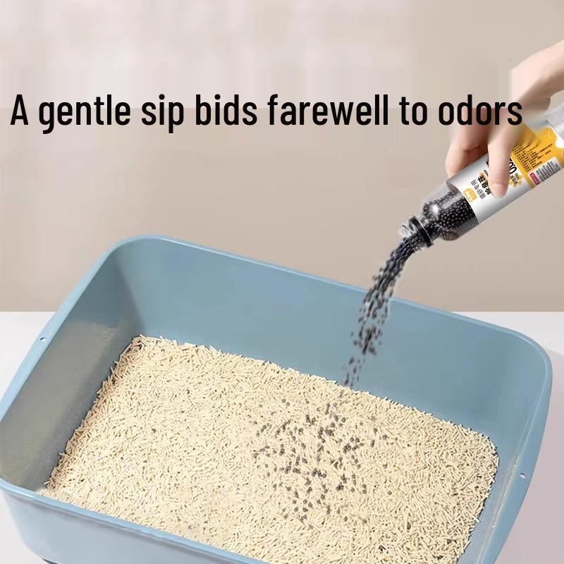 Гранулы для устранения запаха кошачьего туалета с активированным углем