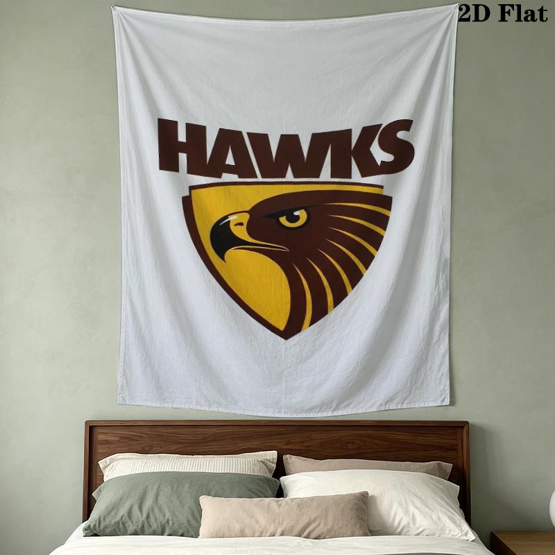 Hawthorn Football Club Wall Tapestry Aesthetic Wall Hanging Printed Fabric Blanket Decorative Tapestries For Bedroom Living Room Home Decor