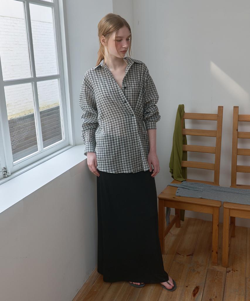 PISCESS Side Button Check Shirt_Ivory