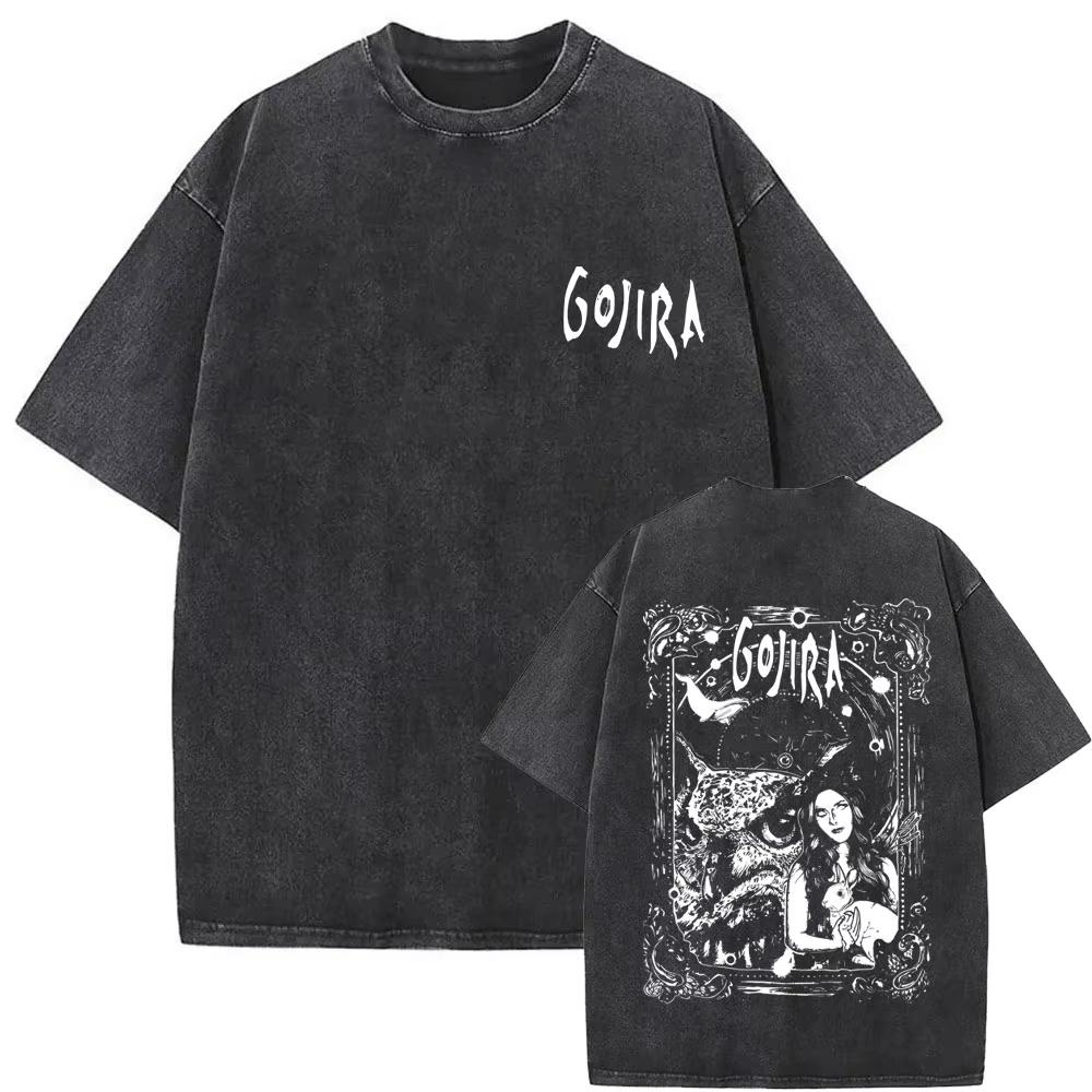 Стирка Винтажная Металлическая Рок-Группа Gojira Футболка От Марса К Сириусу Футболки Мужские Женские Готическая Панк Оверсайз Футболки Уличная Одежда