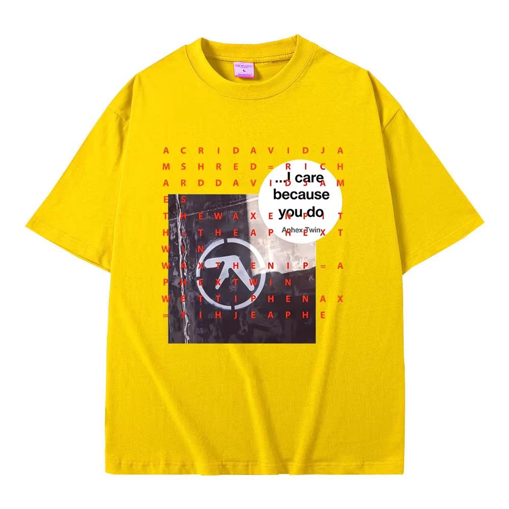 Hot Sale Aphex Twin I Care Because You Do Graphic T-Shirt Men Women Hip Hop Streetwear Oversized T-shirt Breathable Streetwear Casual Tees