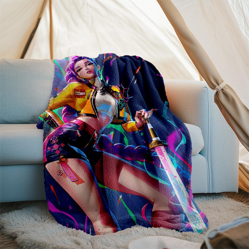 1pc KPop RUMI1 Theme Blanket - Digital Print, Polyester, Cozy for All Seasons, Perfect for Outdoor, Camping, and Travel