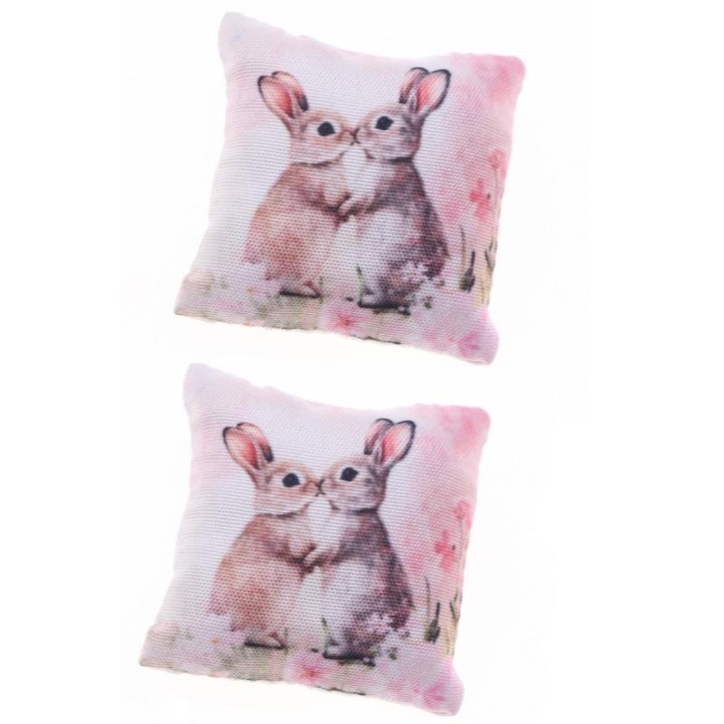 2Pcs Dollhouse Bedroom Sofa Scene Bjd Living Room Micro Model Decorative Craft Miniature Easter Pillow For Home Festival Gift