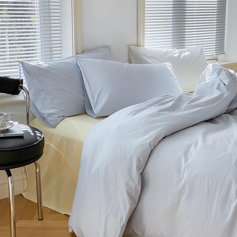 Сплошной цвет в скандинавском стиле, комплект из четырех предметов из чистого хлопка, простыня из хлопка, пододеяльник, простой комплект из трех предметов, пододеяльник