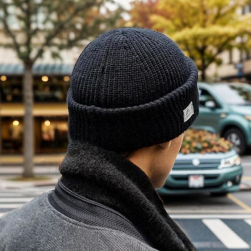 Ji Melon Rind Knitted Hat Men'S Outdoor Riding Warm Cold Hat Face Mask Dual-Purpose Cold-Proof Wool Hat