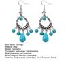 1 Pair of Faux Turquoise Tassel Earrings Lightweight Hypoallergenic Retro Style Polished Metal Plated