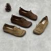 Retro Round-toed Comfortable and Elastic Top Layer Cowhide Casual and Versatile Soft Cowhide Women's Shoes