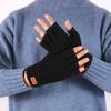 Label Winter Warm Elastic Half Finger Mittens Knitted Alpaca Wool Driving Gloves Fingerless Gloves
