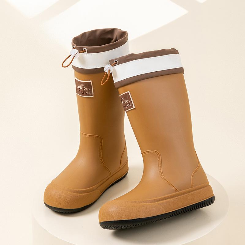 Женские модные высокие резиновые сапоги, водонепроницаемые и нескользящие, резиновые туфли, непромокаемая рабочая обувь для ношения на улице, водонепроницаемая обувь