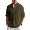 Designer Spring Summer Men's Casual Cotton Linen Solid Color Long Sleeve Shirts Loose Shirts