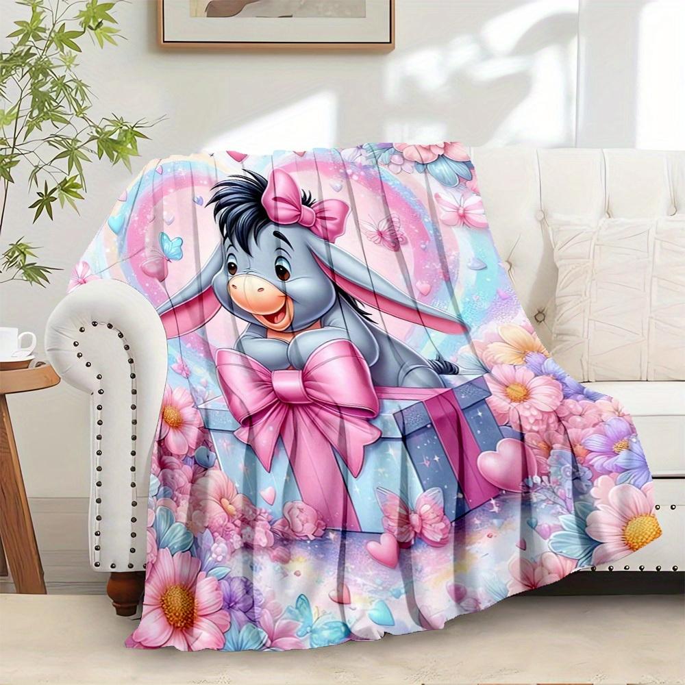 1pc piece flannel Eeyore Donkey pink bow gift box bedding blanket sofa cover, ation home