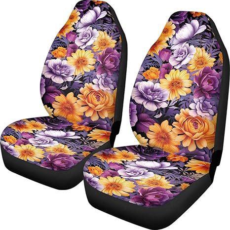Laitu Printed Car Seat Cover, Four Seasons Thin Classic Flower Comfortable Sponge Seat Cover
