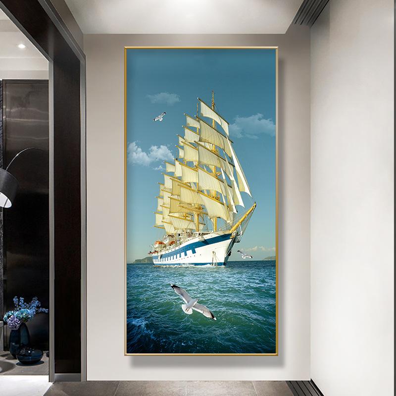 Золотая лодка корабль холст картина Lucky Stone Zen плакаты пейзаж настенные художественные картины для гостиной крыльцо Декор