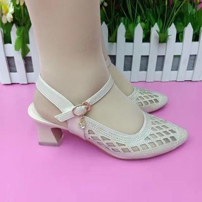 Босоножки на шпильке женские сумка голова лето новый весна и лето универсальные остроносые туфли полые сексуальные сетчатые женские туфли