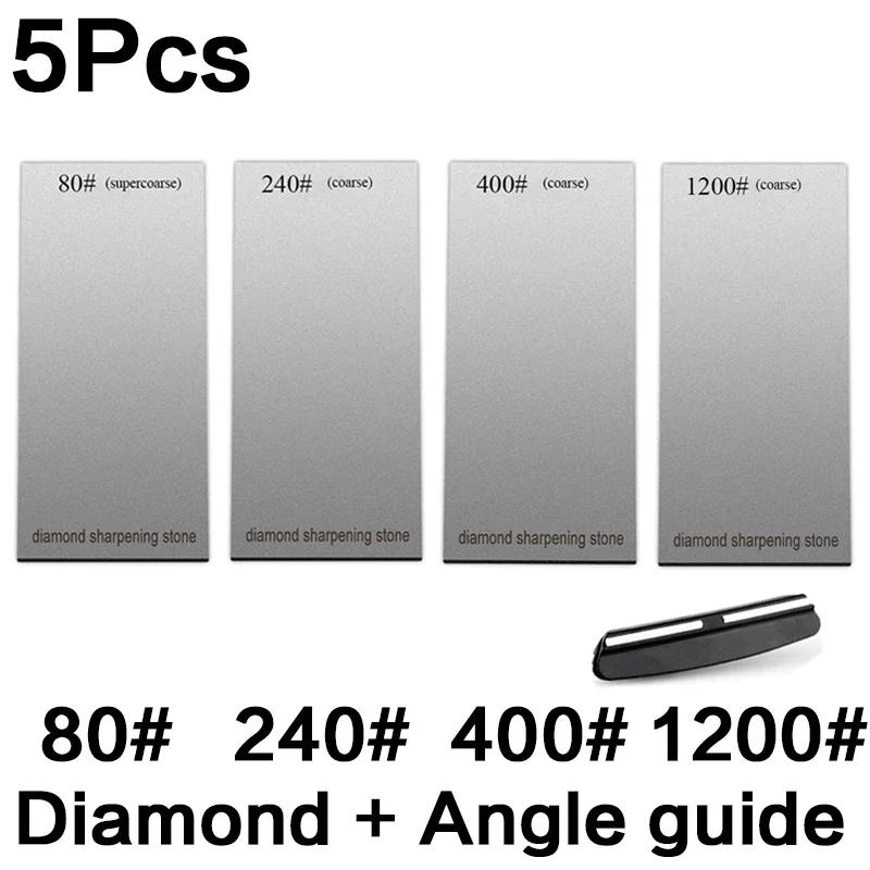 Алмазные точильные камни 120/600/1500/3000 грит Точилка для ножей Нескользящая основа Набор инструментов для заточки кухонных ножей Пластина-хлопья