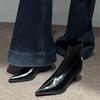 Модные ботильоны с острым носком Женские Осень/Зима 2025 Новые ботинки с коротким голенищем и высоким каблуком
