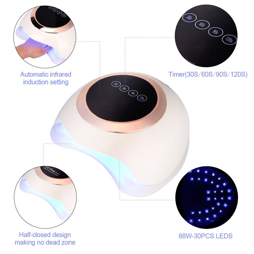 88W 30pcs LED UV Lamp Manicure Nail Gel Dryer Machine with Timer
