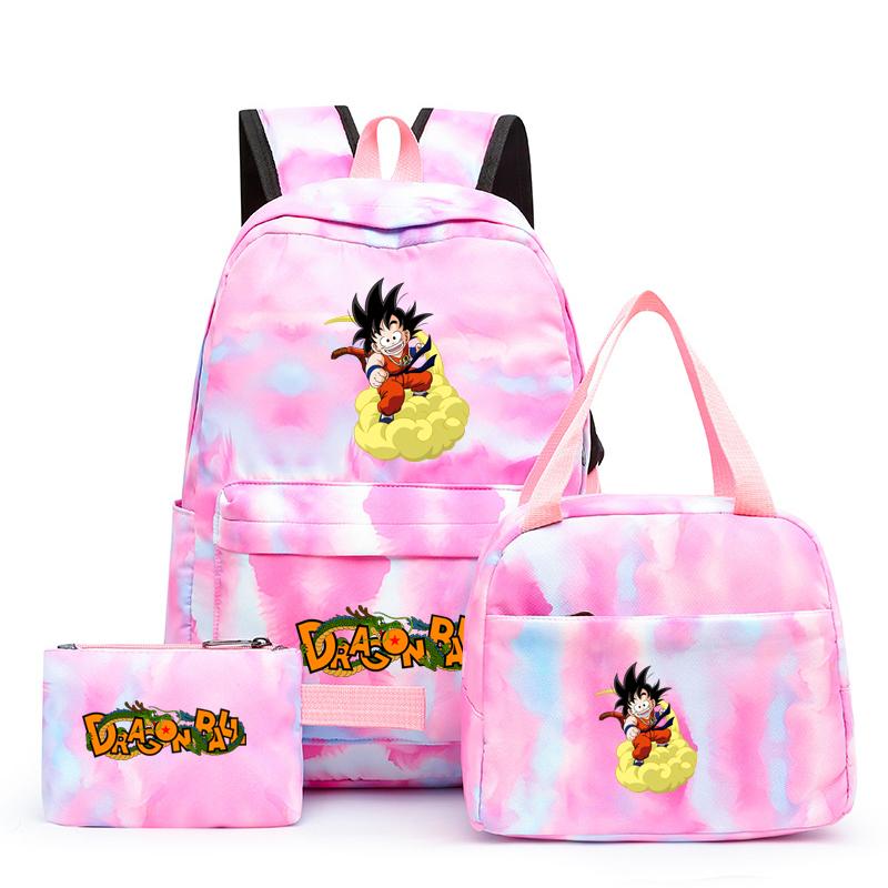 3 шт./компл., разноцветный рюкзак Dragon Ball с сумкой для обеда для женщин, студенческий рюкзак для подростков, повседневные школьные сумки, наборы