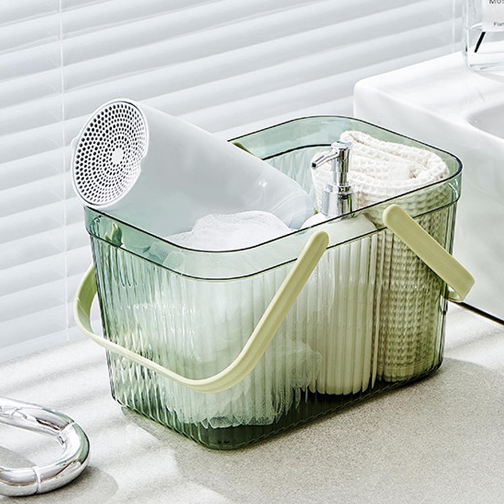 Органайзер для ванной, стильная прозрачная полосатая корзина, вместительный органайзер для душа с ручкой для