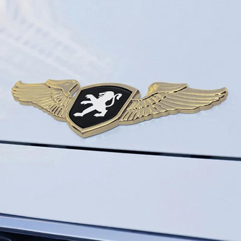 3D Wings Car Front Hood Emblem Rear Trunk Badge Sticker for Peugeot 106 207 208 301 308 407 408 508 3008 4008 5008 RCZ Rifter