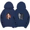 Attack On Titan Levi Ackerman Hoodie Unisex Fleece Sweatshirt, Front Character Print, Back Wings Logo, Japanese Sleeve Text, Autumn Winter Pullover