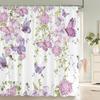 Flowers Butterfly Shower Curtain Fantasy Art Rose Floral Girls Waterproof Fabric Bathroom Curtain Room Decor Curtains With Hooks