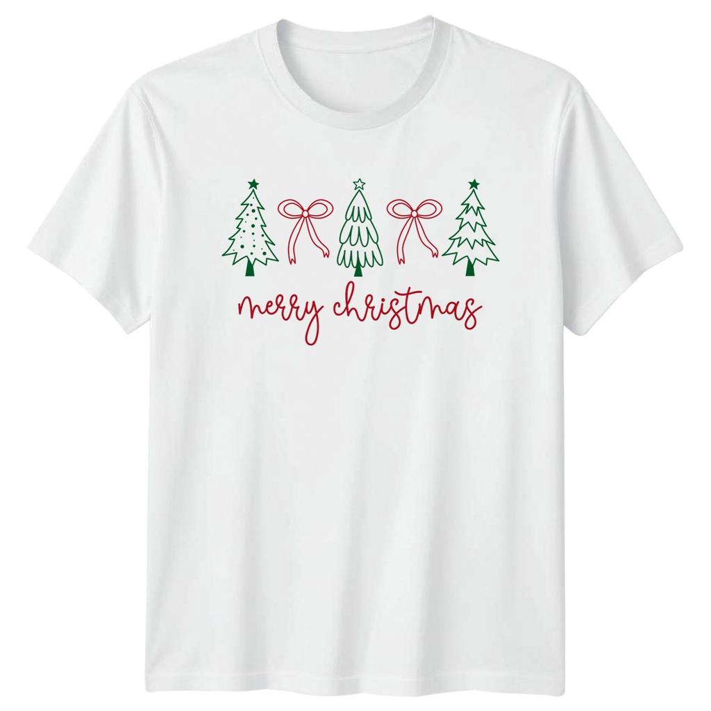 Merry Christmas Holiday Christmas Trees Bows Unisexs Unisexs Graphic Tee