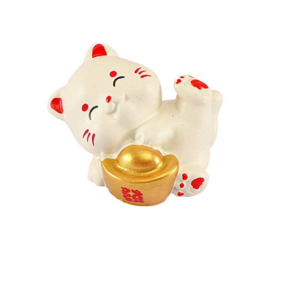 Cute Resin Mini Lucky Cat Ornaments Cartoon Fortune Cat Miniature Figurine Micro Landscape Crafts Decoration Home Car Decor