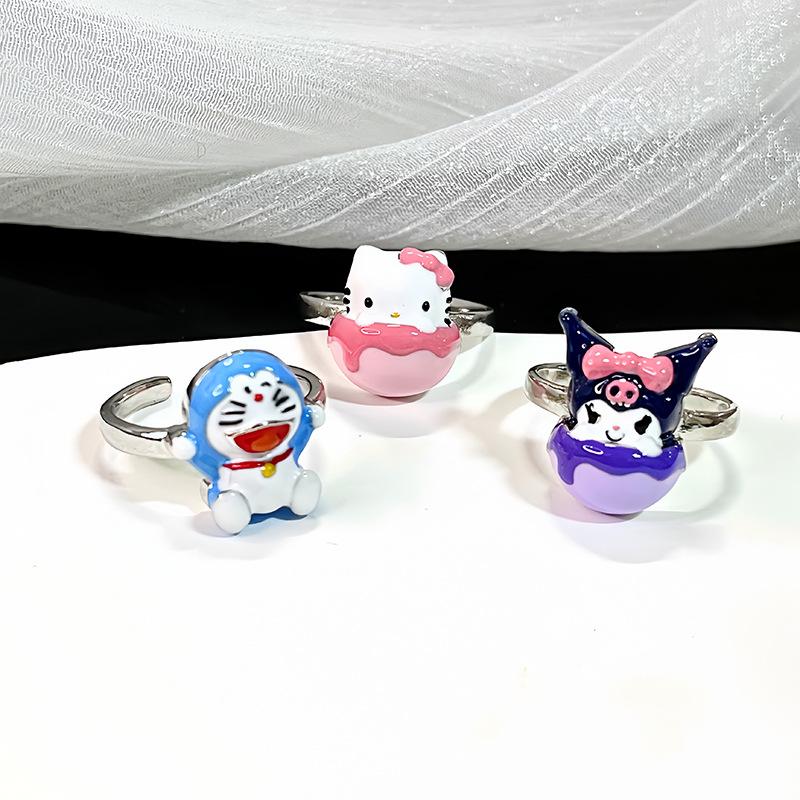 Cartoon Dripping Oil Cute Wind Niche Design Feeling Sweet Cool Wind Opening Ring Cold Wind Advanced Feeling Ring Female