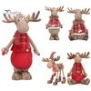 35 СМ Рождественский Лось Кукла Очаровательный Красный Плед Ручной Работы Сидя Стоя Праздничное Украшение Настольный Плюшевый Олень Фаршированный Орнамент Рождественский Подарок