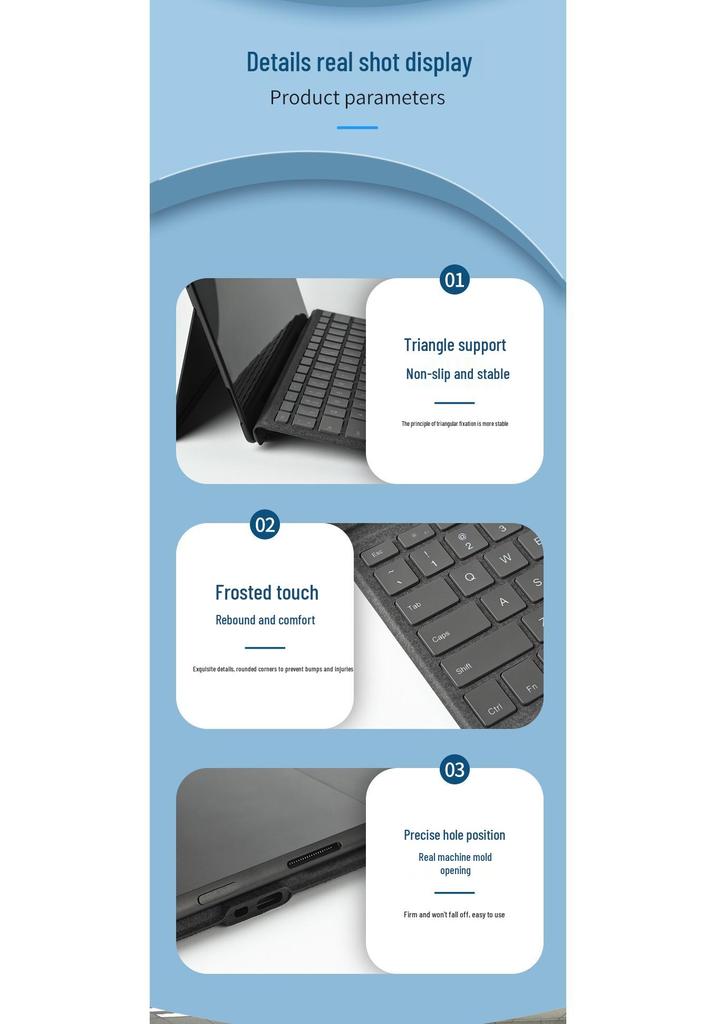 Surface Pro Bluetooth Keyboard Case with Seven-Color Backlit Magnetic Design