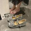 French Temperament Is Beautiful, Mary Jane Shoes, Women's One-pedal Gentle Matching Skirt, Ballet Shoes, Rhinestone Bow Shoes