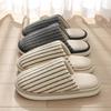 Striped Cotton Slippers - Warm Plush Indoor Footwear for Men and Women, Non-slip Soft Sole for Autumn and Winter.