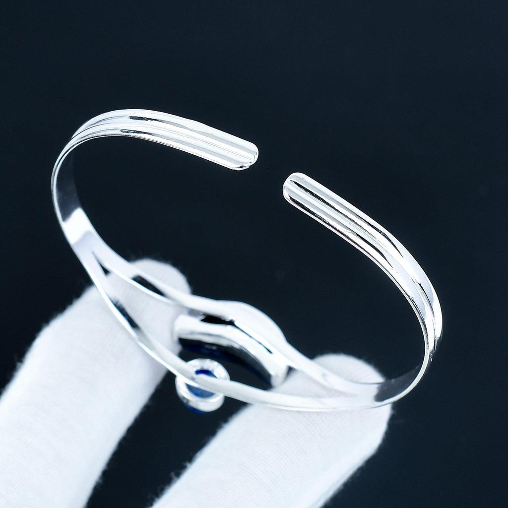 Натуральный Лазурит Драгоценный Камень Ручной Работы Манжета Браслет 925 Стерлинговое Серебро Манжета Браслет, Браслет с Содалитом Для Жены, Унисекс Браслет, Подарок для Вечеринки