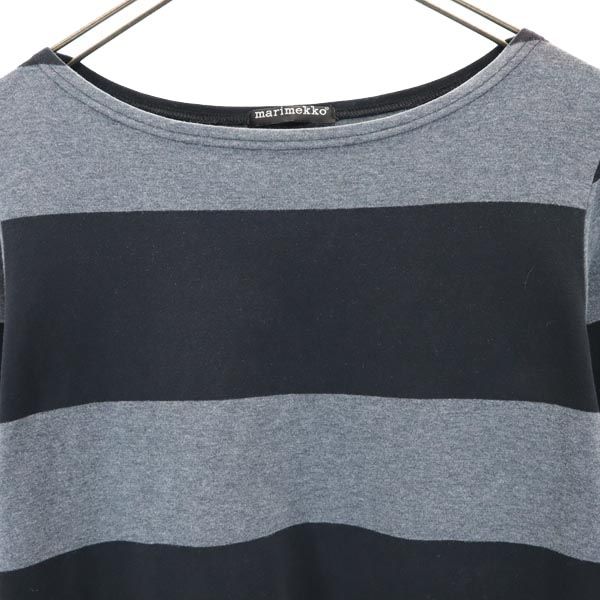 Marimekko Border 7 Minutes Sleeve One Piece XS Gray Women Used