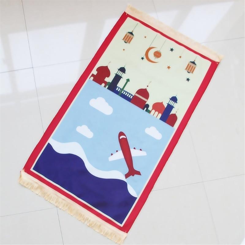 Cartoon Print Prayer Mat Worships Blanket Worship Floor Carpet Nonslip Soft Portable Travel Praying Rug Ramadans Gift