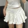 Women's White Mini Skirt Sweet Cute Ballet Style Outsidewear High Waist Lace A-line Short Skirt Y2k Clothes Summer