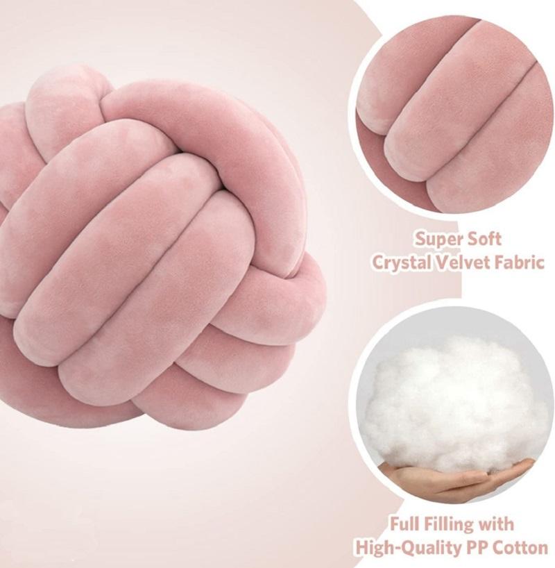 Lilac Decorative Throw Knot Pillow Ball for Home Chair Sofa Couch Bed Aesthetic Round Velvet Knotted Pillow Cushion Gift