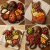 Octopus Charcuterie Board Seafood Serving Tray for Cheese Meats Fruits Ocean Themed Wood Food Platter for Gatherings