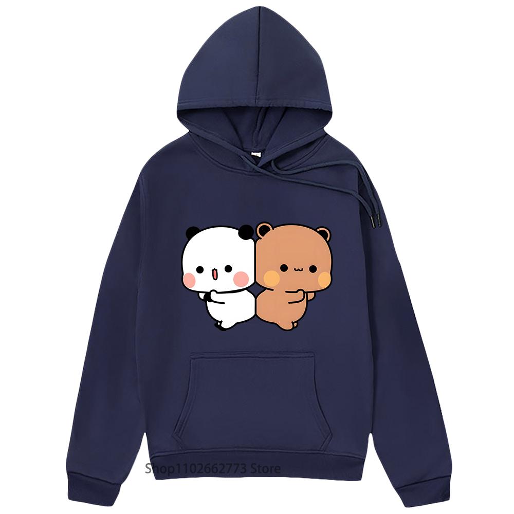 Толстовки Bubu Dudu Kawaii Bubu Dudu Графические толстовки Милая одежда с изображением медведя панды Мультфильмы Женщины Повседневный Забавный корейский пуловер