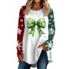 Women's Casual  Plus Size Long Sleeved Round Neck Christmas Printed T-shirt Top Pullover