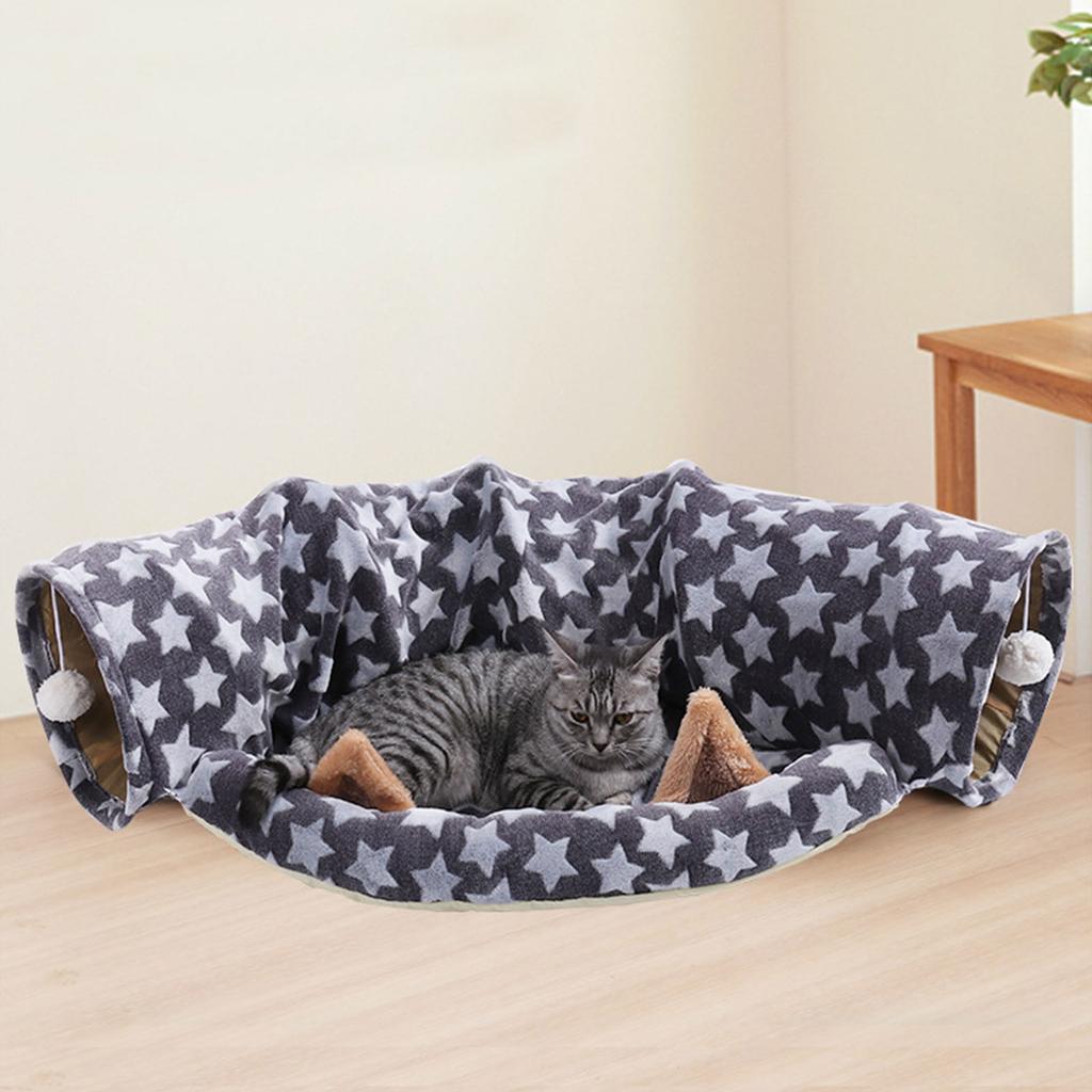 Cat Toy Tunnel Tube Tunnels Collapsible Kitten Play Tent +Bed Interactive Toy Maze- Cat House for Rabbits Small Animal