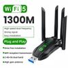 Dual Band 1300Mbps USB Adapter WiFi5 2.4G/5G 4 External Antenna Drive Free USB3.0 Wireless Receiver for Laptops/Desktops