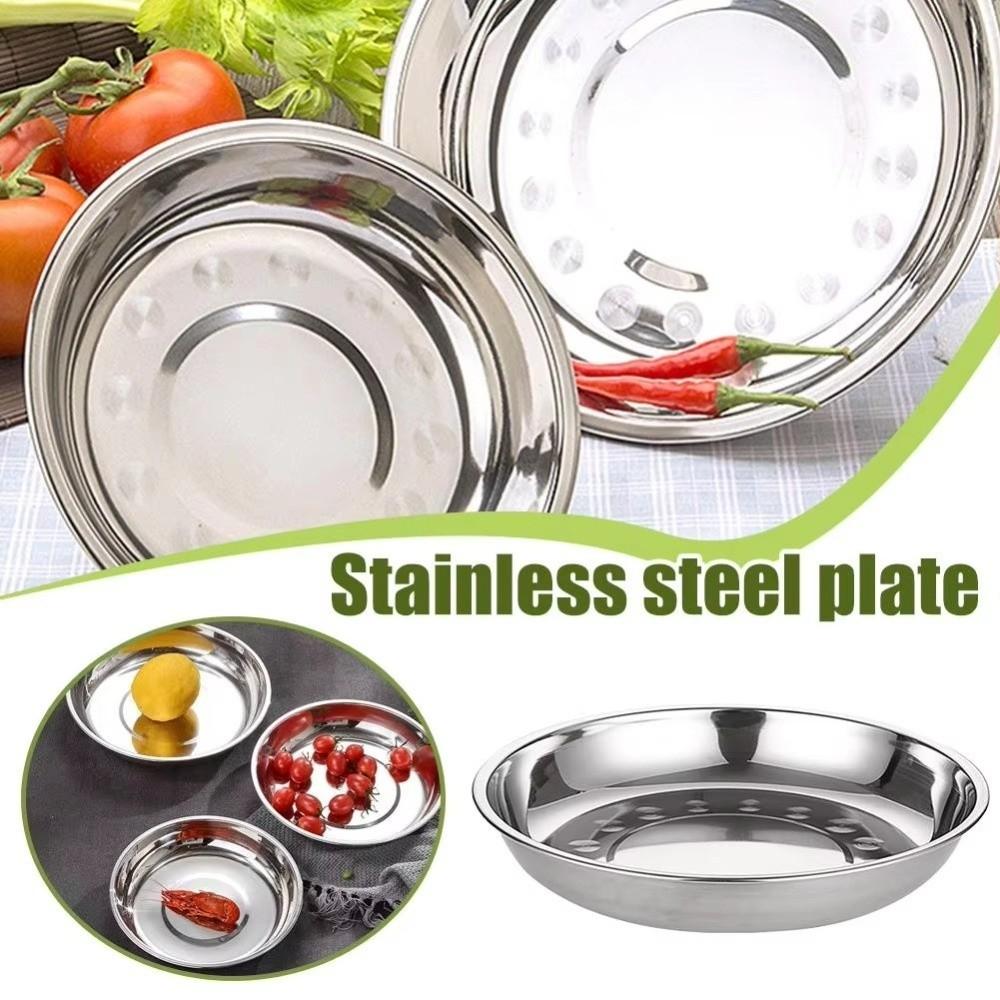 Reusable Deep Dinner Plates Non-Magnetic Metal Serving Platter Versatile Flat Dinnerware For BBQ