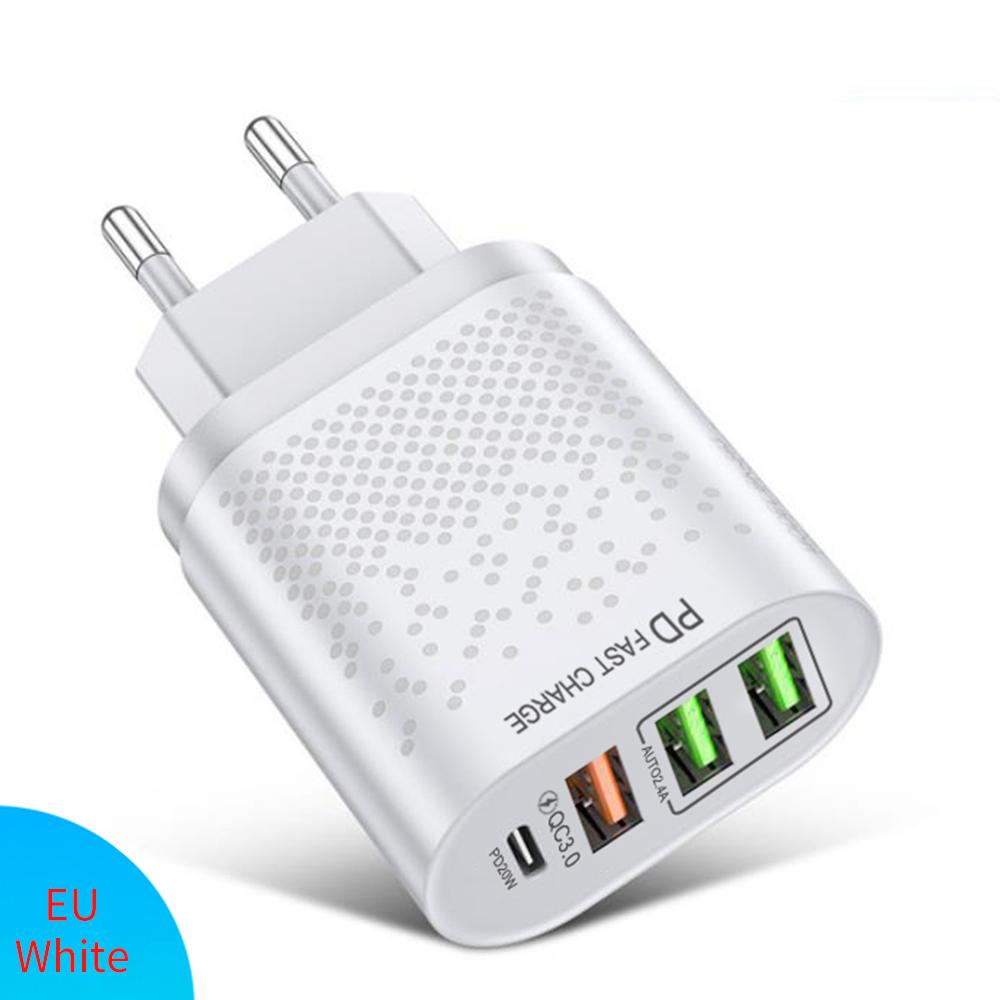 PD+QC3. 0 Зарядное устройство для телефона USB C 4 порта Быстрая зарядка PD 20 Вт Адаптер питания для iPhone Xiaomi Samsung Австралийская/корейская вилка