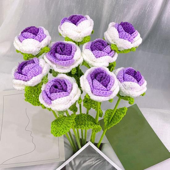 Плетеная роза, связанная крючком вручную, красивая, долговечная пряжа, связанная крючком, роза