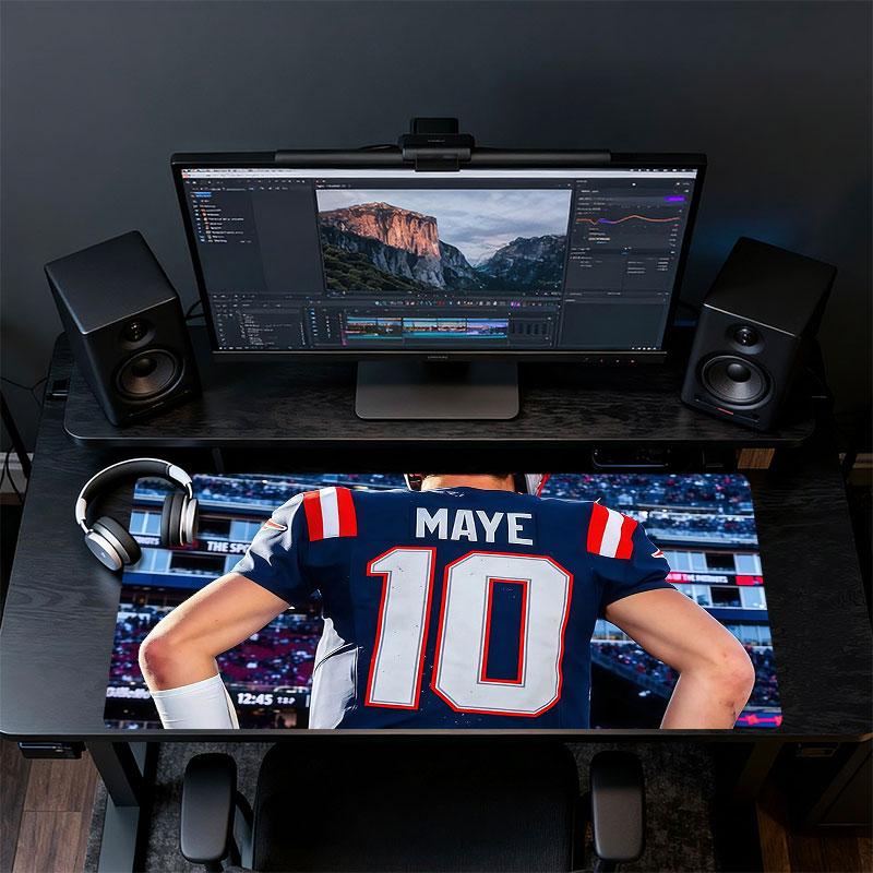 Drake Maye Mouse Pad, Large Gaming Desk Mat, Non-slip XXL Mousepad for Laptop & Tablet, Mini PC Playmat with Stitched Edges