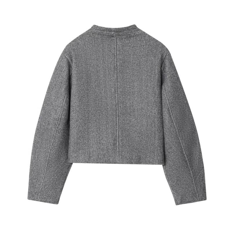 2026 Fall Winter Womens Street Fashion Button-Down Long Sleeve Wool Blend Coat S M L